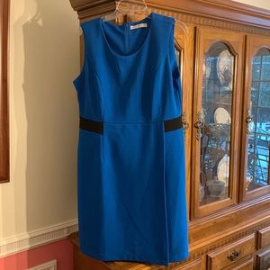 Blue sleeveless a-line dress